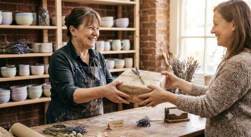 This is the part I love most 🤍 Handing a piece to the person who'll actually reach for it every morning.
